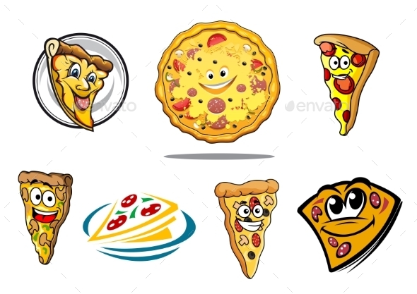 GraphicRiver Colorful Cartoon Pizza Characters and Icons 8983464 GraphicRiver Colorful Cartoon Pizza Characters and Icons 8983464