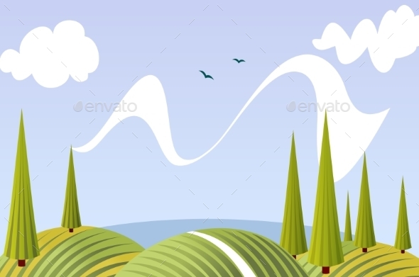 GraphicRiver Cartoon Summer Fields and Meadows Landscape 8983471 GraphicRiver Cartoon Summer Fields and Meadows Landscape 8983471