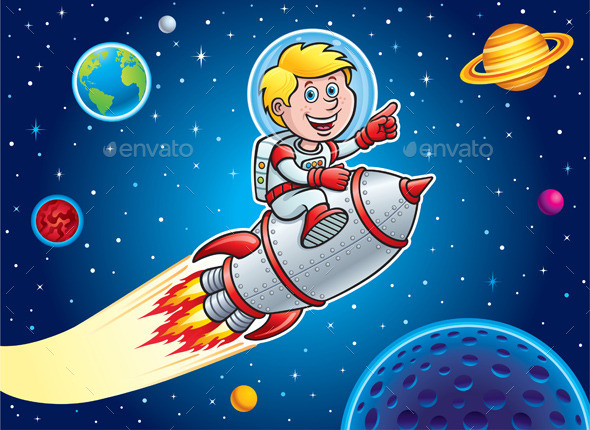 GraphicRiver Kid Blasting Through Space On A Rocket 8984463 GraphicRiver Kid Blasting Through Space On A Rocket 8984463