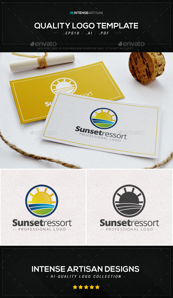 GraphicRiver Sunset Ressort Logo Template 8987342 GraphicRiver Sunset Ressort Logo Template 8987342