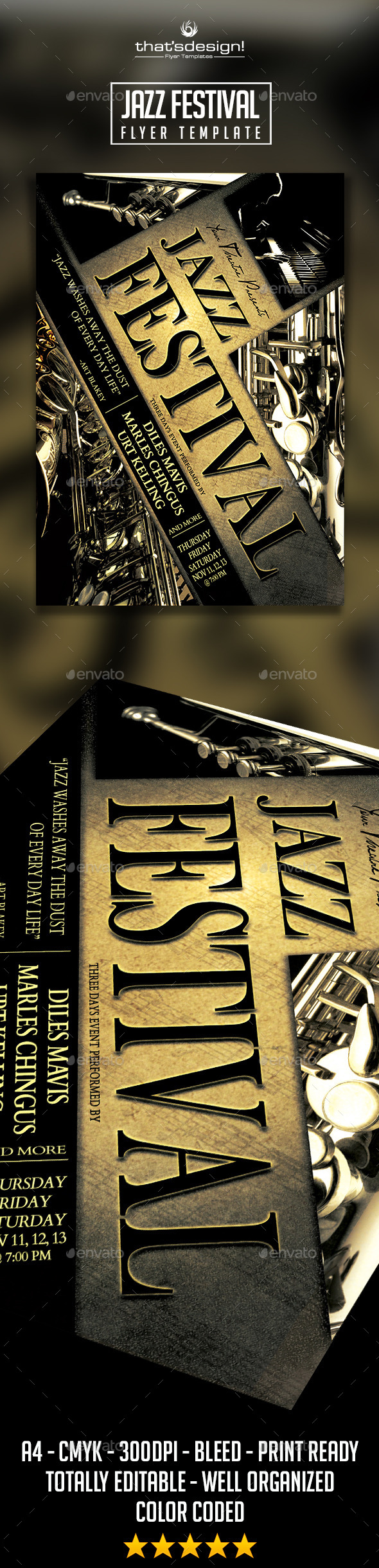 Jazz Festival Flyer Template - Concerts Events