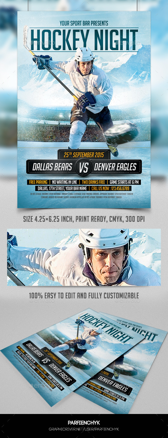 Hockey Night Flyer Template (Sports)