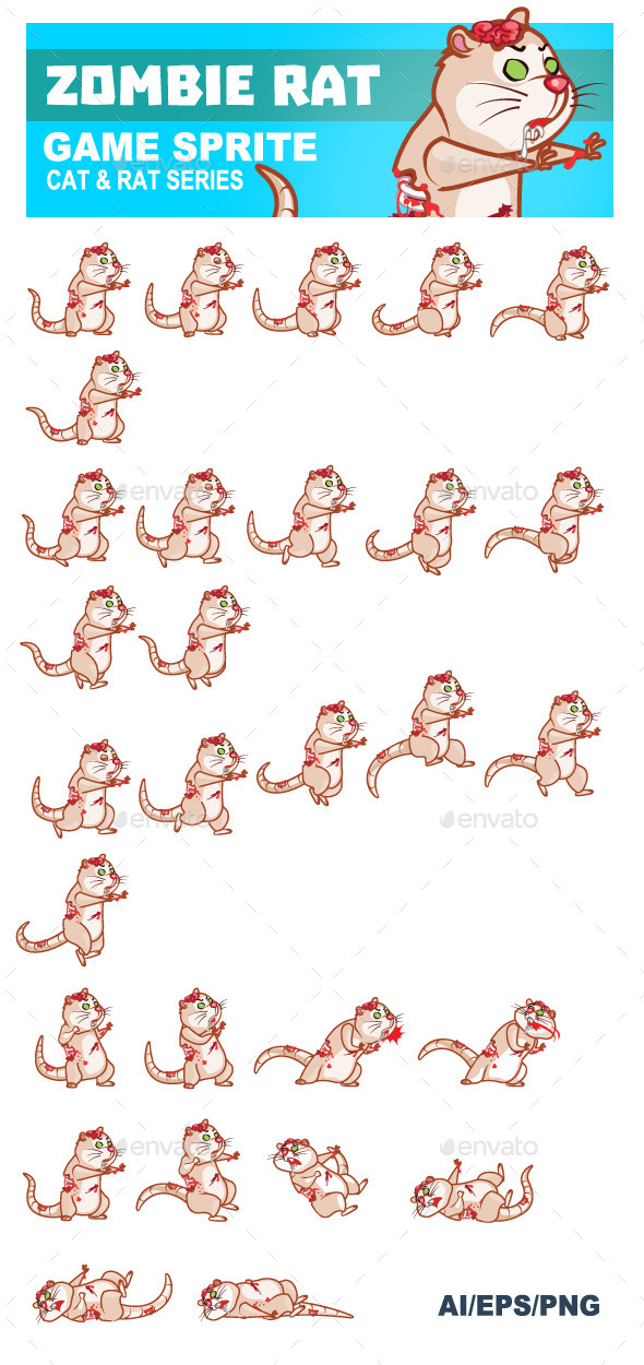 Zombie Rat Game Sprite Zombie Rat Game Sprite