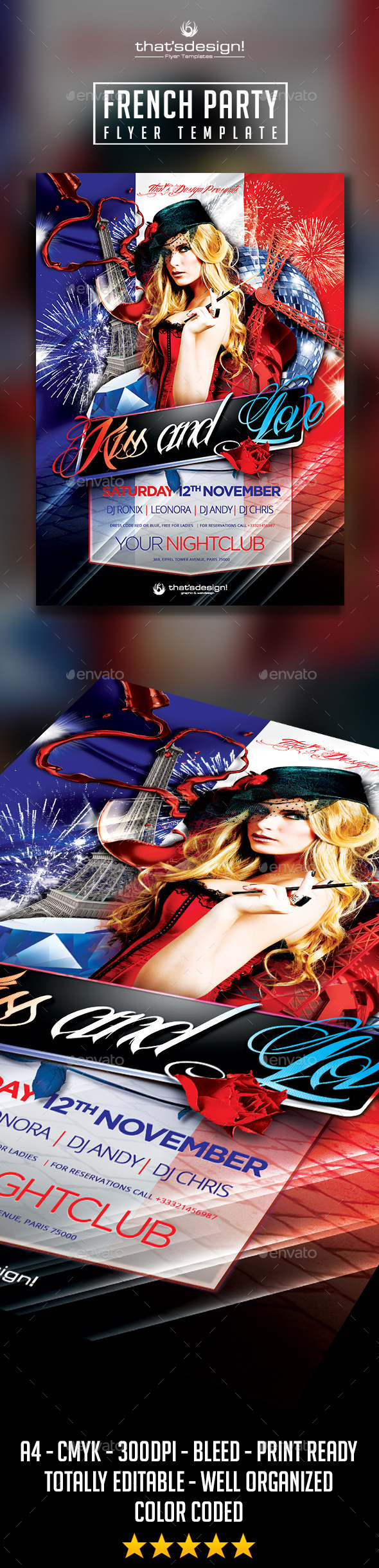 French Party Flyer Template - Clubs & Parties Events