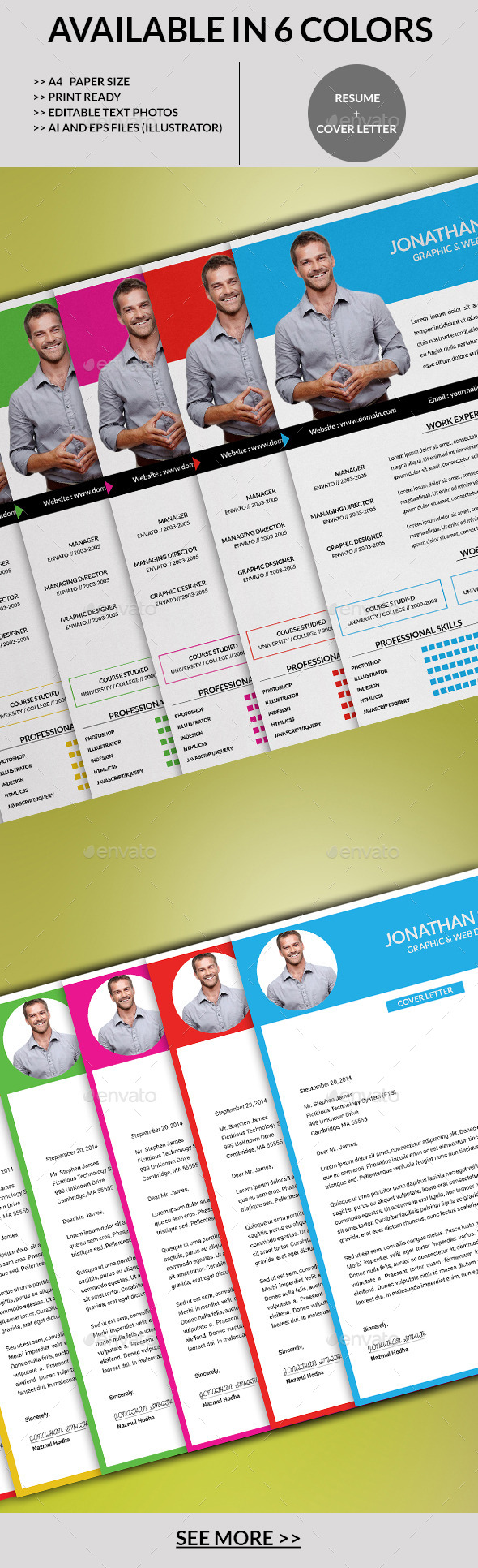 GraphicRiver 6 Color Varition Resume Set 8989254 GraphicRiver 6 Color Varition Resume Set 8989254