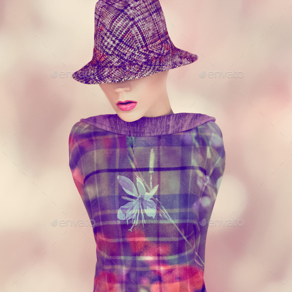fashion portrait of a sensual girl floral print style