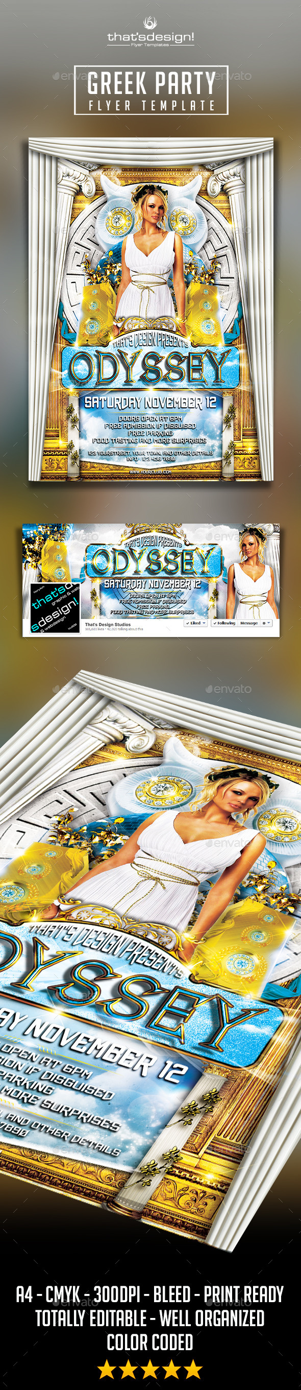 Greek Party Flyer Template - Clubs & Parties Events
