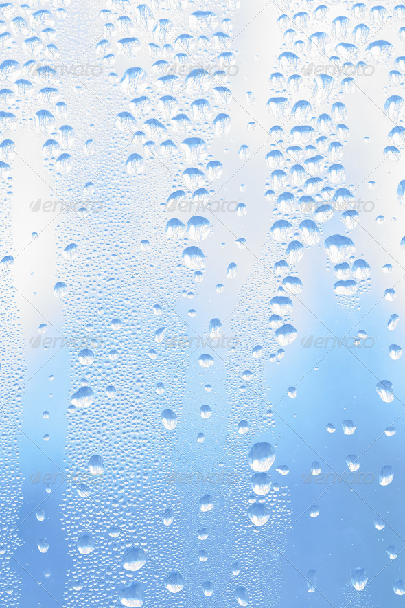 Morning dew droplets on window