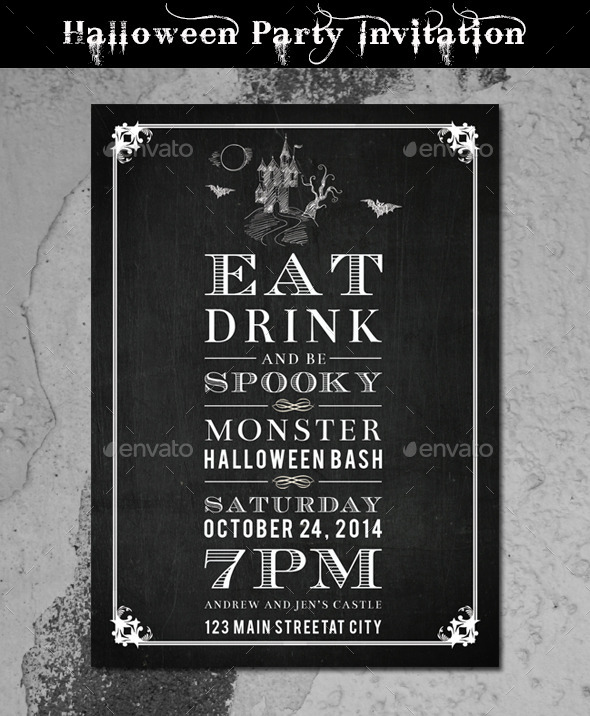 GraphicRiver Chalkboard Halloween Invitation Card 8990694 GraphicRiver Chalkboard Halloween Invitation Card 8990694