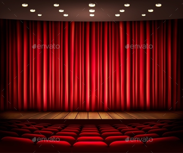 Cinema or theater scene with a curtain