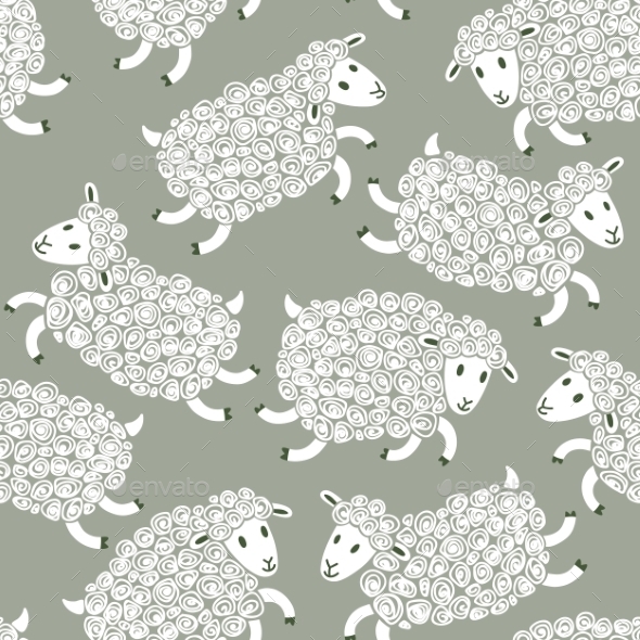 Seamless Pattern with Sheep. (Patterns)