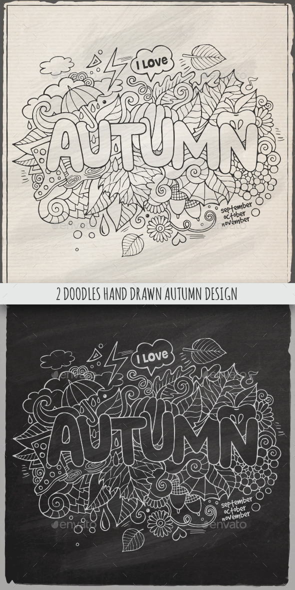 2 Autumn Doodles Designs (Seasons)