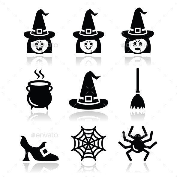 Witch Halloween Icons Set (Halloween)