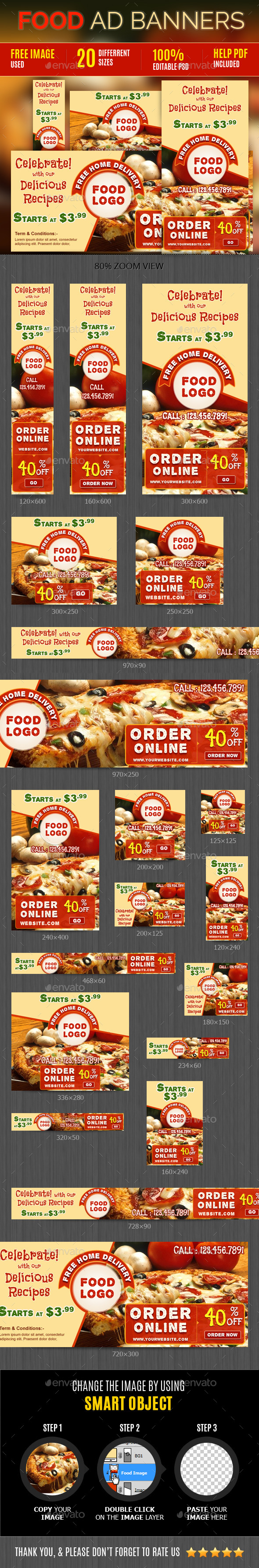 Restaurant & Food Ad Marketing Banners (Banners & Ads)