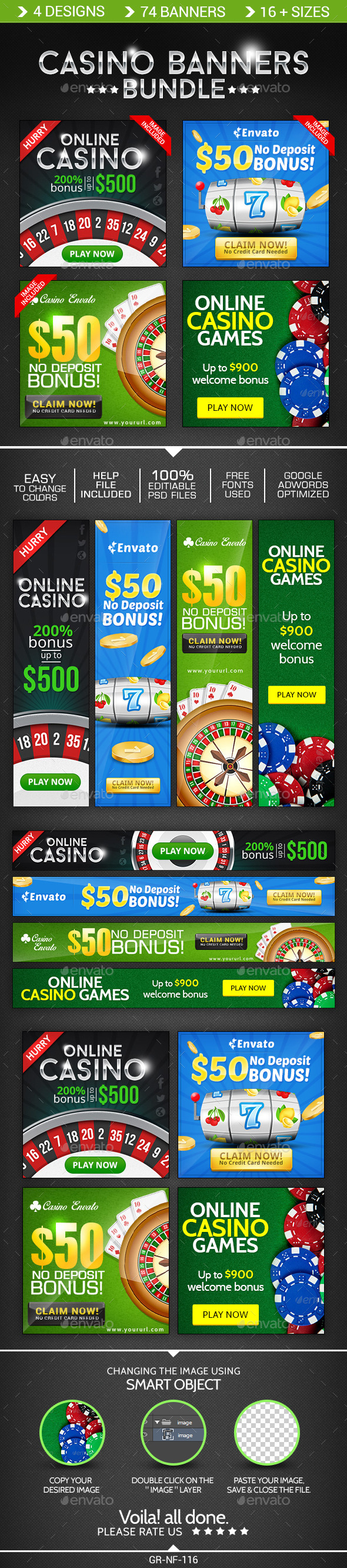 Casino Banner Design Bundle - 4 Sets (Banners & Ads)