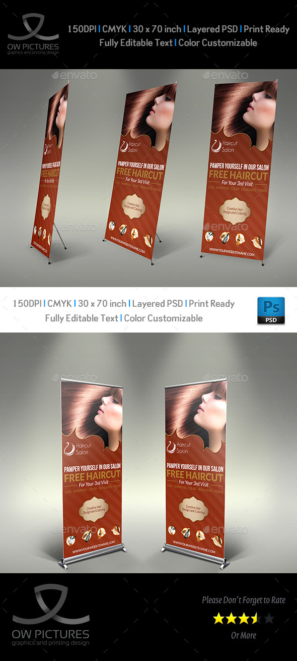 GraphicRiver Hair Stylist & Salon Signage Roll-Up Template 8998875 GraphicRiver Hair Stylist & Salon Signage Roll-Up Template 8998875