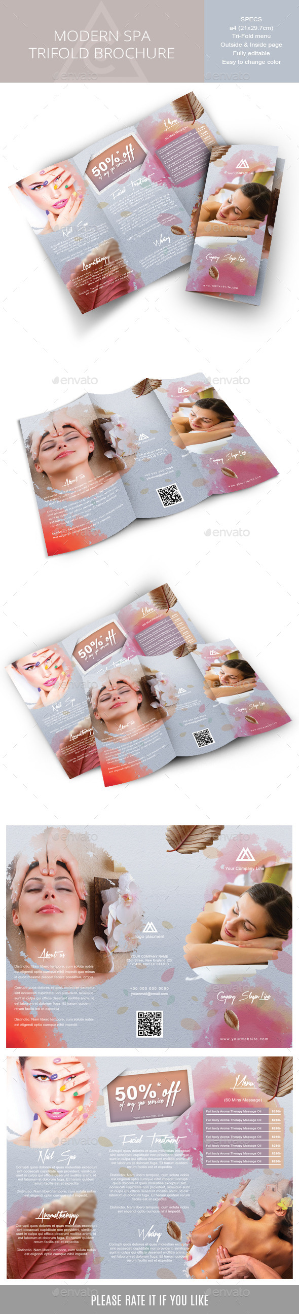 Tri-fold brochure for Spa or Body-care Business (Corporate)