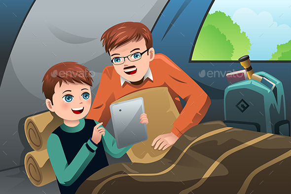 GraphicRiver Father and Son Reading a Tablet PC 9000635 GraphicRiver Father and Son Reading a Tablet PC 9000635