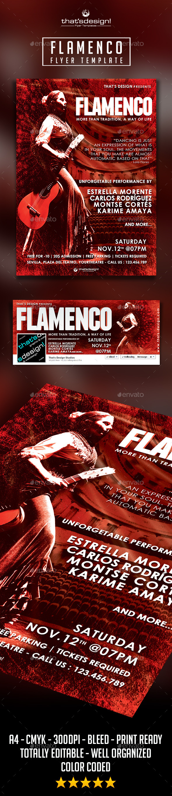 Flamenco Flyer Template - Concerts Events