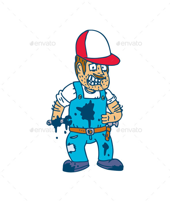 GraphicRiver Mechanic Hold Spanner Wrench Cartoon 9001384 GraphicRiver Mechanic Hold Spanner Wrench Cartoon 9001384