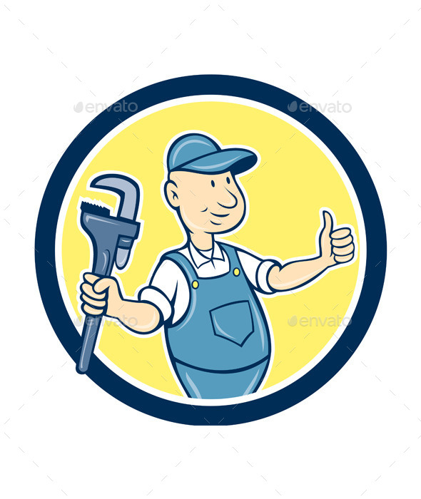 GraphicRiver Plumber Monkey Wrench Thumbs Up Cartoon 9001426 GraphicRiver Plumber Monkey Wrench Thumbs Up Cartoon 9001426