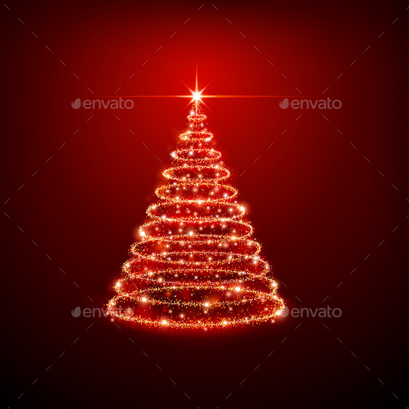 GraphicRiver Christmas Tree on Red Background 9002358 GraphicRiver Christmas Tree on Red Background 9002358