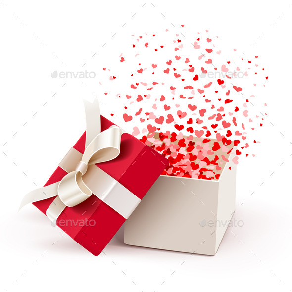 GraphicRiver Open Gift with Flying Hearts 9002407 GraphicRiver Open Gift with Flying Hearts 9002407