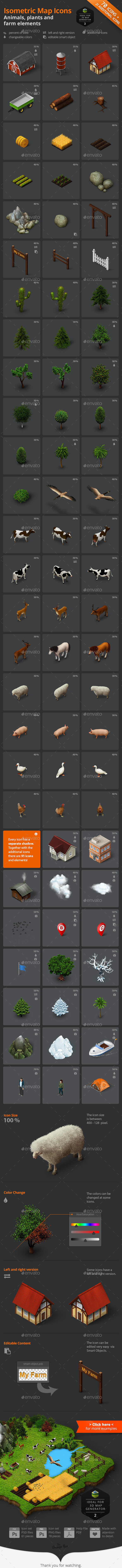 GraphicRiver Isometric Map Icons Animals Plants and Farm 9003270 GraphicRiver Isometric Map Icons Animals Plants and Farm 9003270