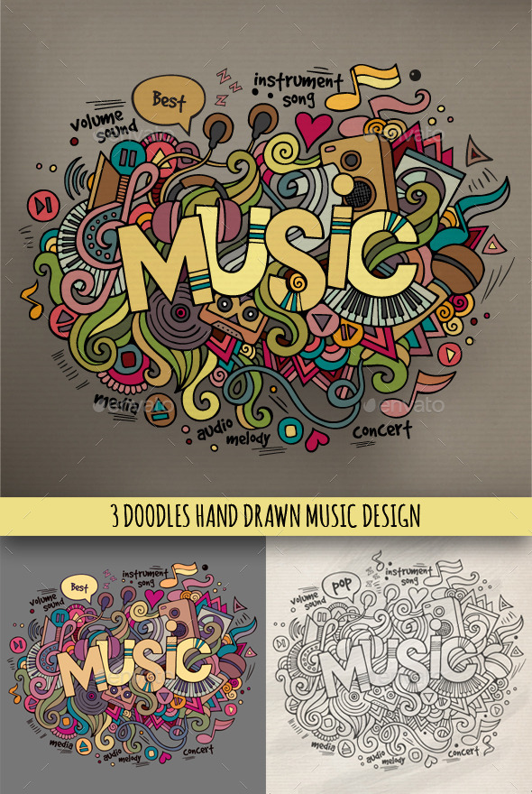GraphicRiver 3 Music Doodles Designs 9003608 GraphicRiver 3 Music Doodles Designs 9003608