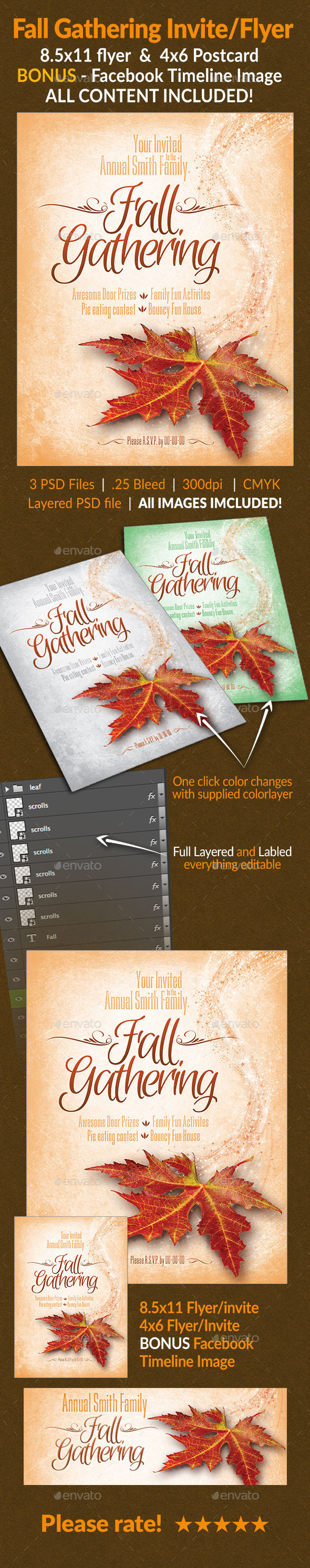 GraphicRiver Fall Gathering Invite Flyer Set 9006843 GraphicRiver Fall Gathering Invite Flyer Set 9006843