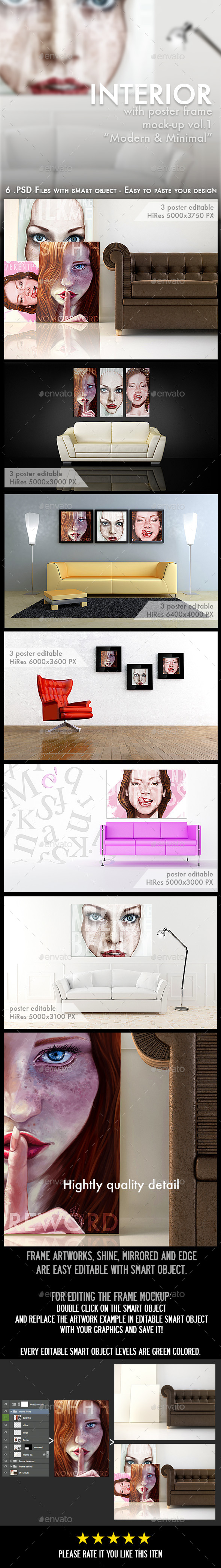 GraphicRiver Interior with Poster and Frame Mock-Ups 8997633 GraphicRiver Interior with Poster and Frame Mock-Ups 8997633