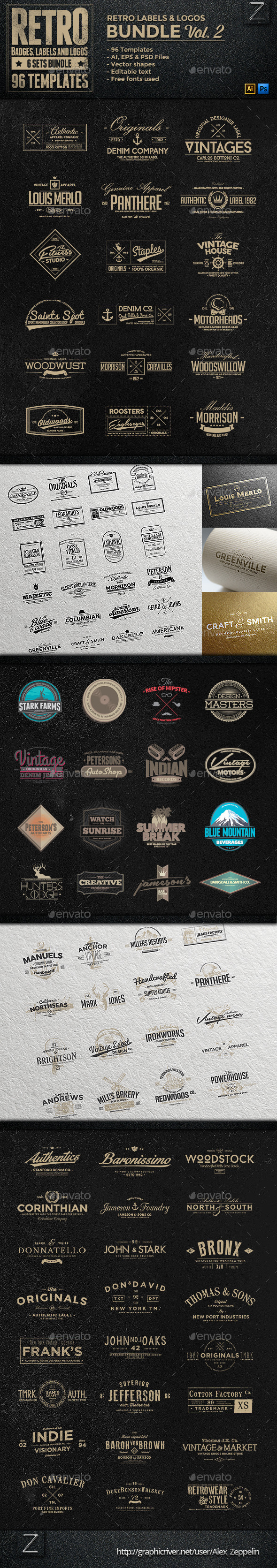 GraphicRiver 96 Retro Vintage Badges & Labels Bundle Vol.2 9007614 GraphicRiver 96 Retro Vintage Badges & Labels Bundle Vol.2 9007614