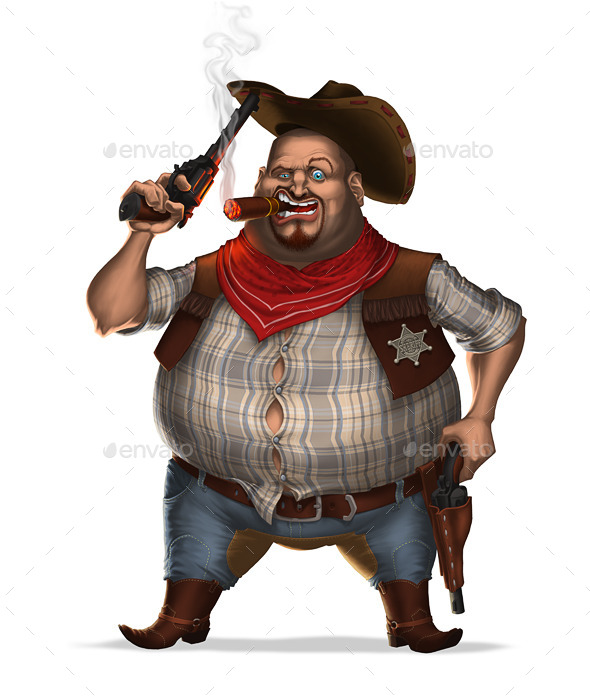 GraphicRiver Sheriff with Cigar and Two Revolvers 7245217 GraphicRiver Sheriff with Cigar and Two Revolvers 7245217