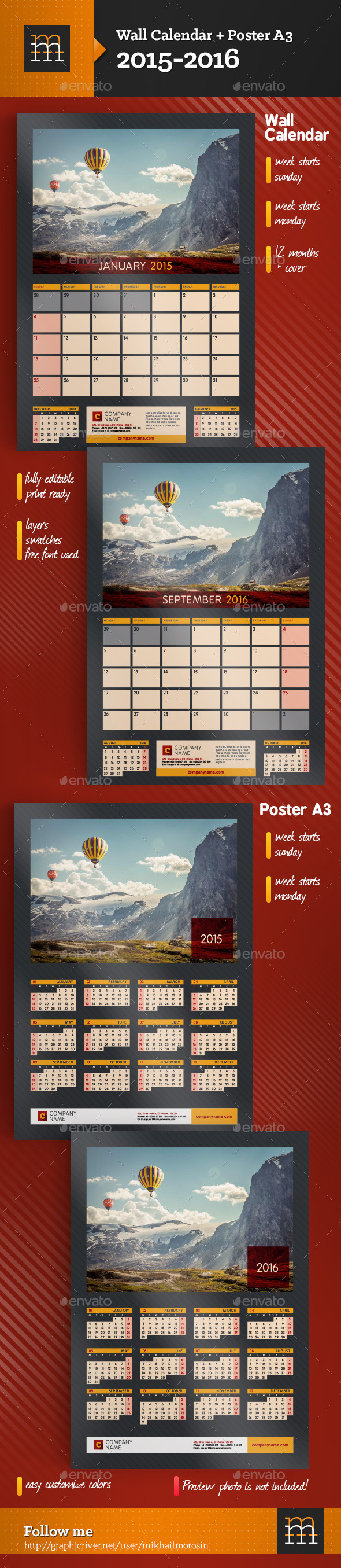 GraphicRiver 2015-2016 Wall Calendar & Poster A3 9010842 GraphicRiver 2015-2016 Wall Calendar & Poster A3 9010842
