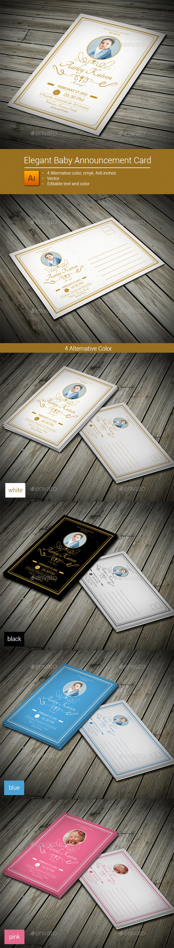 GraphicRiver Elegant Baby Announcement Card 9011252 GraphicRiver Elegant Baby Announcement Card 9011252