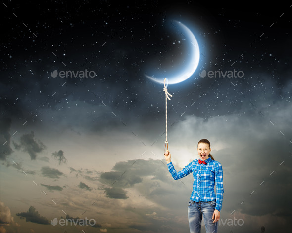 Woman with moon (Misc) Photo Download