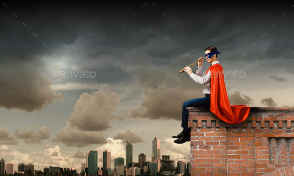 Superman looking in spyglass (Misc) Photo Download