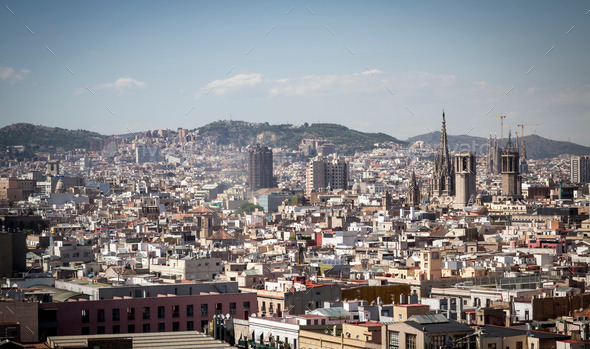 skyline of Barcelona, Spain, with Cathedral of the Holy Cross in (Misc) Photo Download