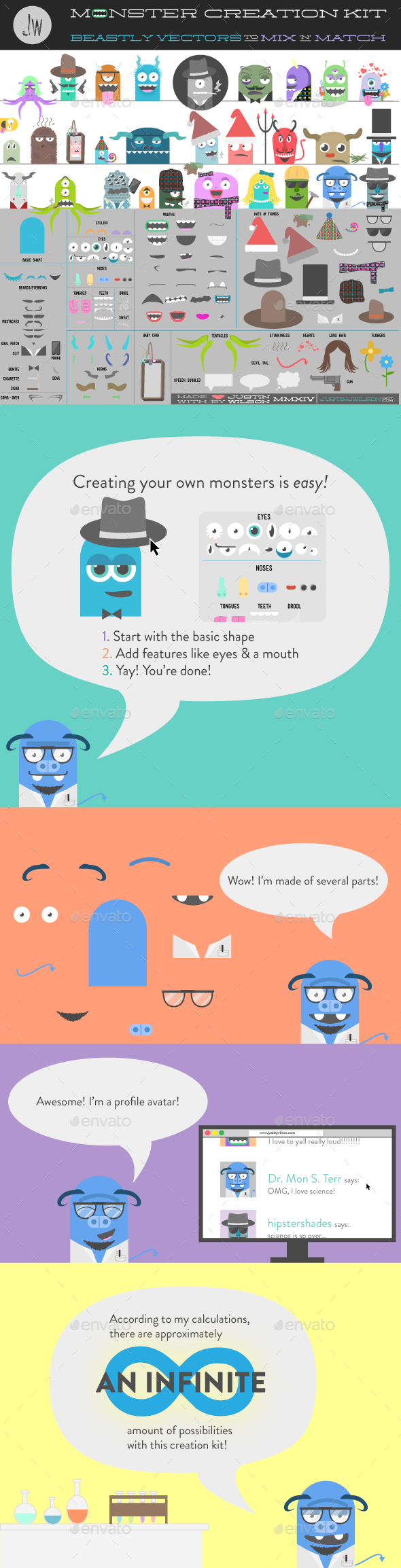 GraphicRiver Monster Creation Kit Pre-Made Characters & Parts 5068397 GraphicRiver Monster Creation Kit Pre-Made Characters & Parts 5068397
