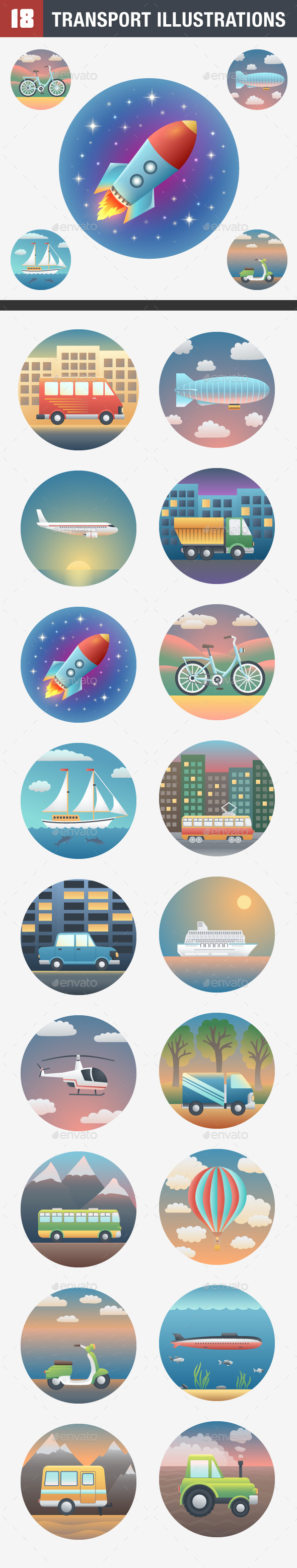 GraphicRiver Set of HQ Transport Illustrations 9016581 GraphicRiver Set of HQ Transport Illustrations 9016581