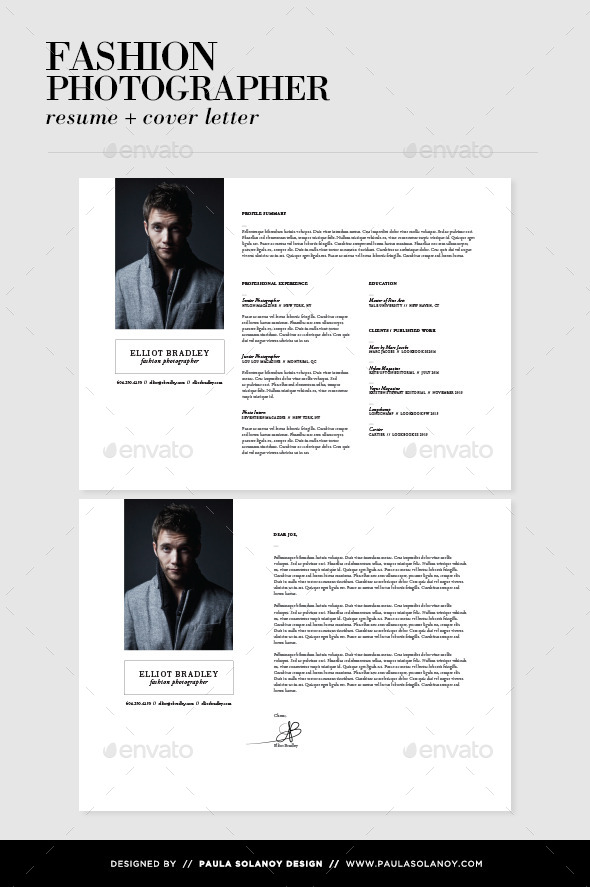 photographer resume cover letter by psolanoy graphicriver