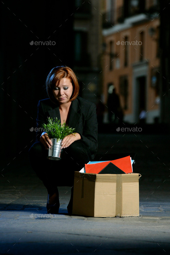 young jobless business woman fired from work sad in depression and stress (Misc) Photo Download