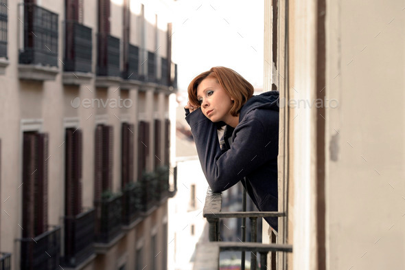 woman suffering depression and stress outdoors at the balcony (Misc) Photo Download