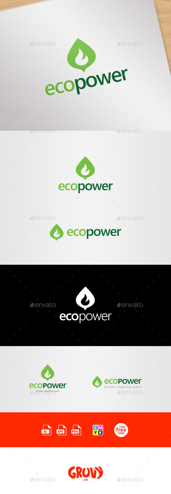 EcoPower Green Energy Logo Template (Symbols)