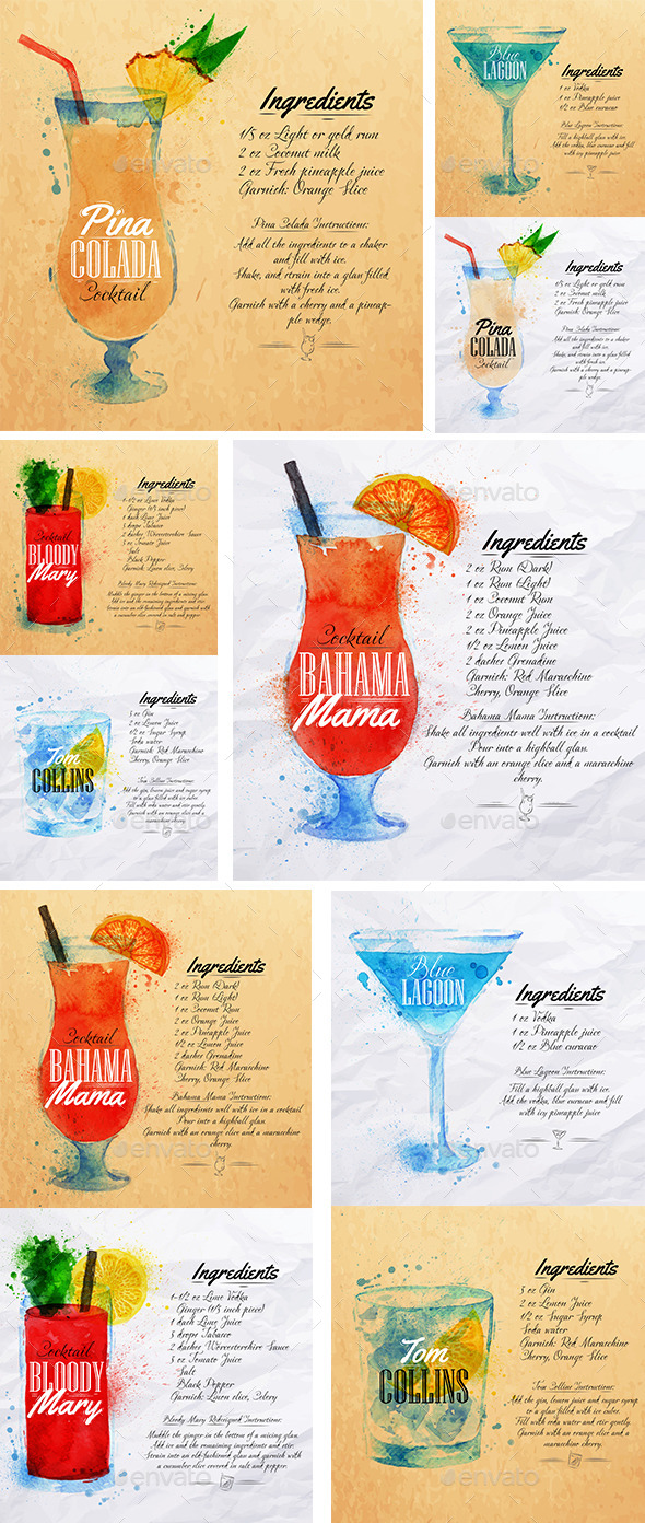 Cocktails Watercolor (Food)