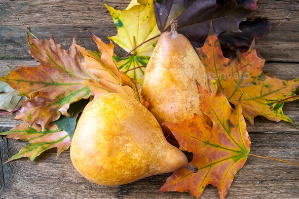 sweet pear closeup on wooden background (Misc) Photo Download