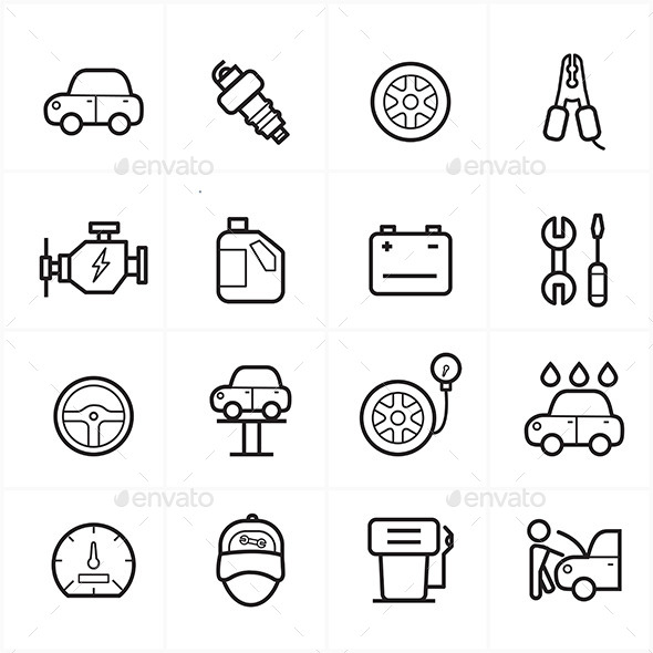 GraphicRiver Flat Line Icons For Car Service Icons Vector Illustration 9025618 GraphicRiver Flat Line Icons For Car Service Icons Vector Illustration 9025618