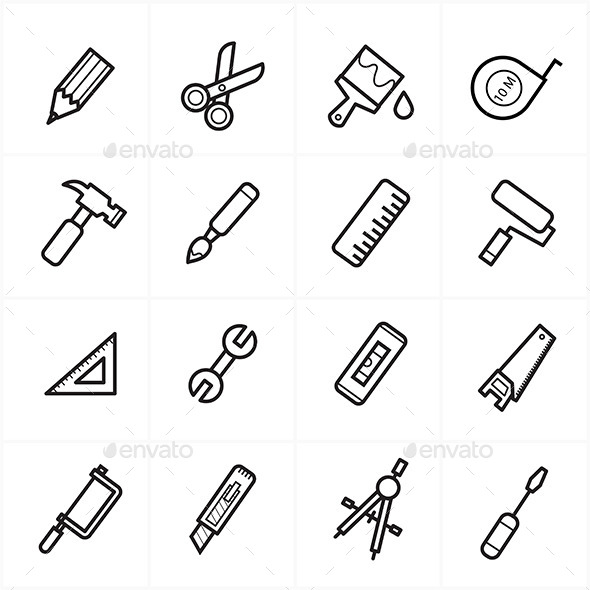 flat line icons for tools related icons vector ill flat line icons for tools related icons vector ill