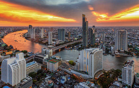 Landscape of River in Bangkok city
