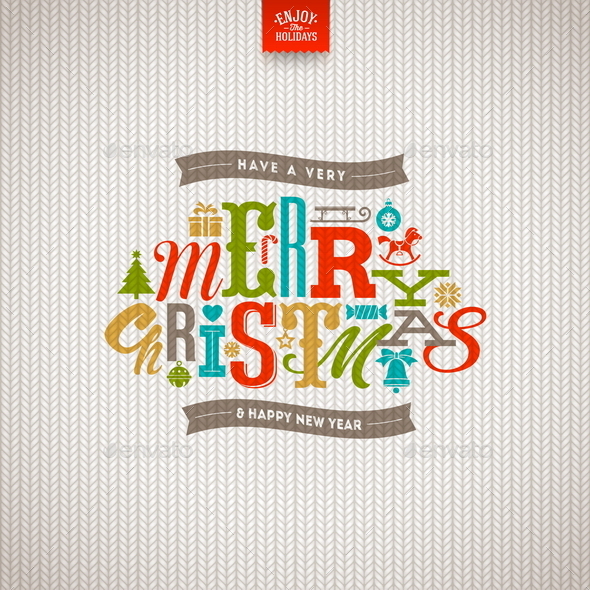 Christmas Type Design on a Knitted Background (Christmas)